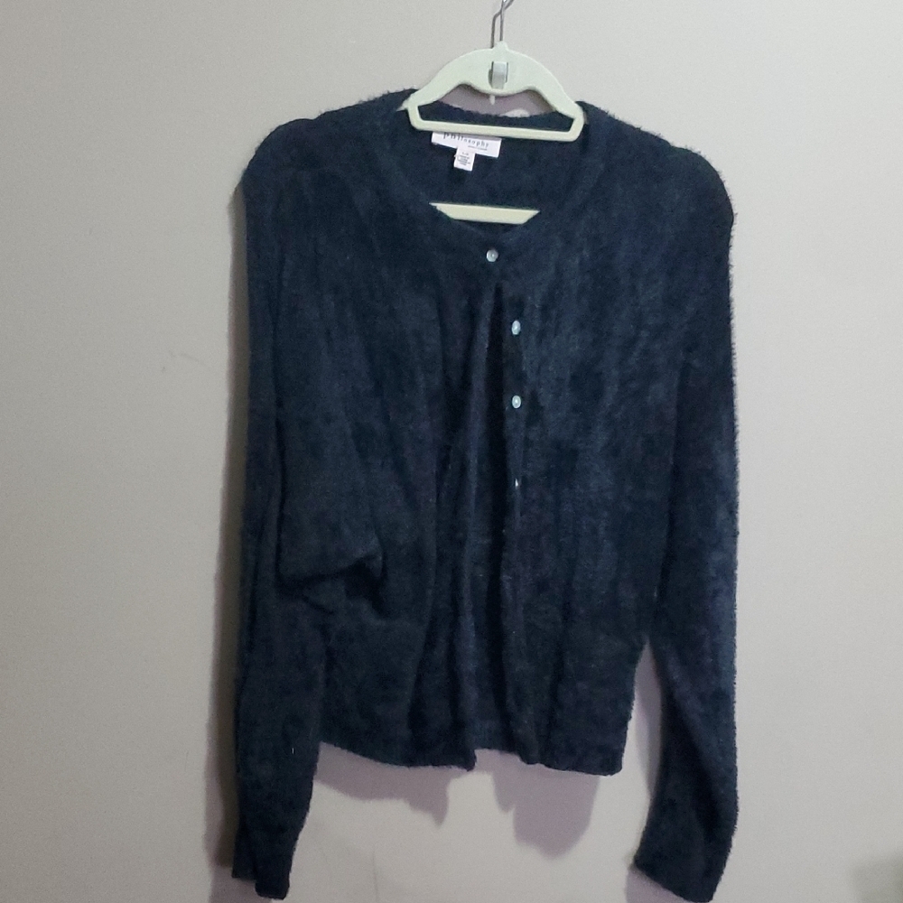 Philosophy Black Cardigan Sweater Soft Knit Versatile Size Large